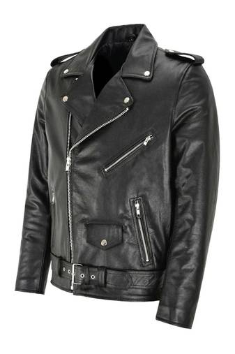 Black men's zipper biker genuine lambskin leather jacket