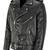 Black men's zipper biker genuine lambskin leather jacket