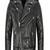 Black men's zipper biker genuine lambskin leather jacket