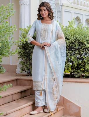 grey fancy viscose kurta set 2