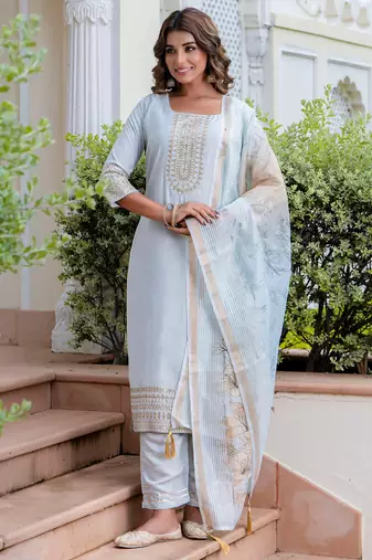 grey fancy viscose kurta set
