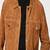 Brown soft suede genuine lambskin leather jacket button pockets