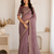 onion pink embroidery with sequins silk saree