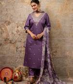 lavender fancy viscose rayon kurta set