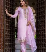 light-pink fancy silk blend kurta set