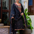 black fancy silk blend kurta set