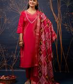 pink fancy silk kurta set