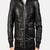Men's black 2 envelope pockets lambskin leather jacket furr collar