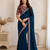 teal embroidery with sequins silk saree