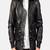 Men's black 2 envelope pockets lambskin leather jacket furr collar