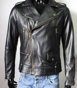 Men's lambskin leather jacket- laple shoulder zipp detail style fastion