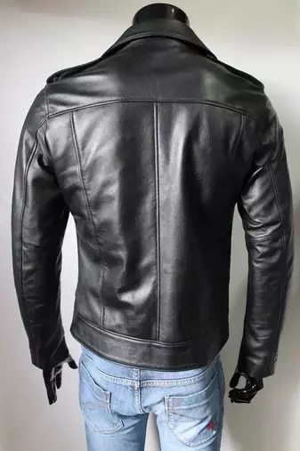 Men's lambskin leather jacket- laple shoulder zipp detail style fastion