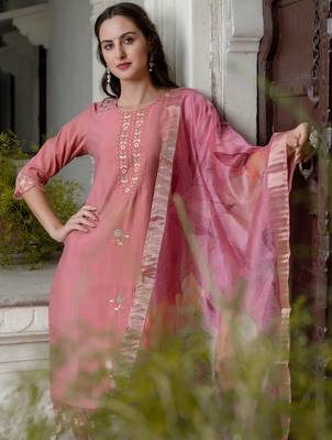 coral fancy viscose kurta set 4