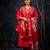 red fancy silk kurta set
