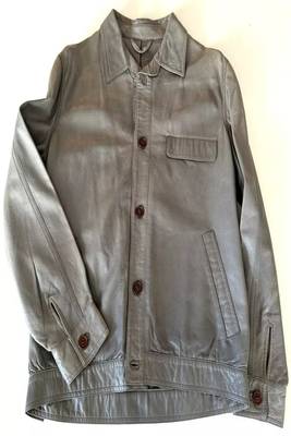 Genuine lambskin leather jacket-beige spread collar fashion style 1