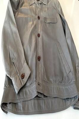 Genuine lambskin leather jacket-beige spread collar fashion style 2