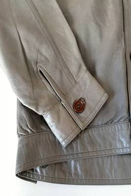 Genuine lambskin leather jacket-beige spread collar fashion style 3