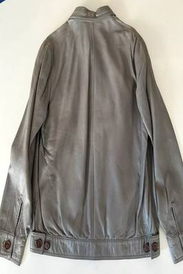 Genuine lambskin leather jacket-beige spread collar fashion style 4