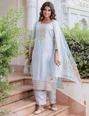 grey fancy viscose kurta set 3