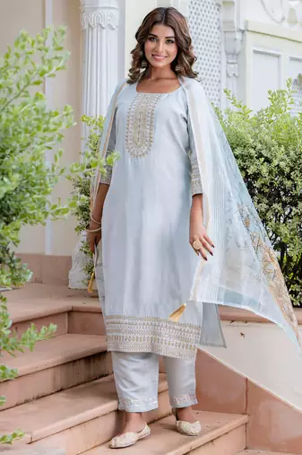 grey fancy viscose kurta set