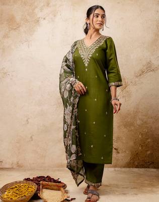 mehendi fancy viscose rayon kurta set 2
