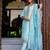 sky-blue fancy silk blend kurta set