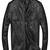 Men's black quilted shoulder rub off genuine leather jacket