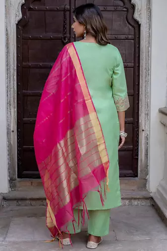pear fancy blended cotton kurta set