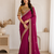 rani pink embroidery with sequins silk saree