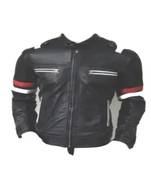Men's black with red white stripes lambskin leather jacket
