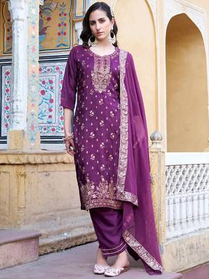 purple fancy viscose rayon kurta set 1