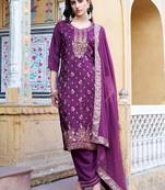 purple fancy viscose rayon kurta set