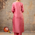 pink fancy silk blend kurta set