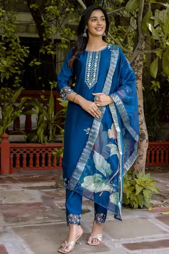 blue fancy viscose kurta set