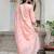 peach fancy silk blend kurta set