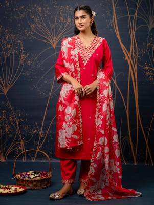 pink fancy viscose rayon kurta set 1