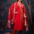 red fancy silk kurta set