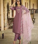 light-purple fancy pure silk blend kurta set