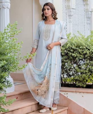 grey fancy viscose kurta set 4