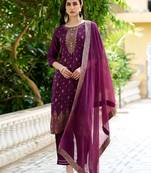 purple fancy viscose rayon kurta set