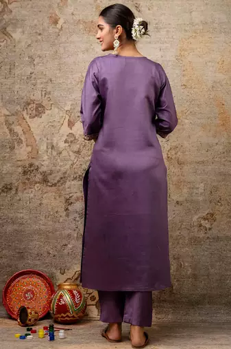 lavender fancy viscose rayon kurta set