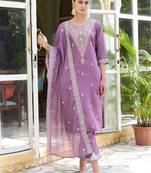 lavender fancy silk blend kurta set