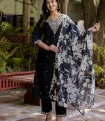 black fancy viscose rayon kurta set