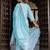 sky-blue fancy silk blend kurta set