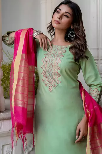 pear fancy blended cotton kurta set