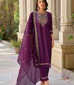 purple fancy viscose rayon kurta set
