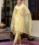 yellow fancy viscose kurta set