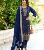navy-blue fancy viscose rayon kurta set
