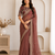 brown embroidery with sequins silk saree