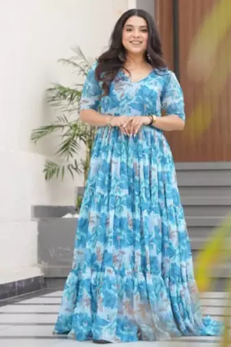 multicolor fancy faux georgette kurta set